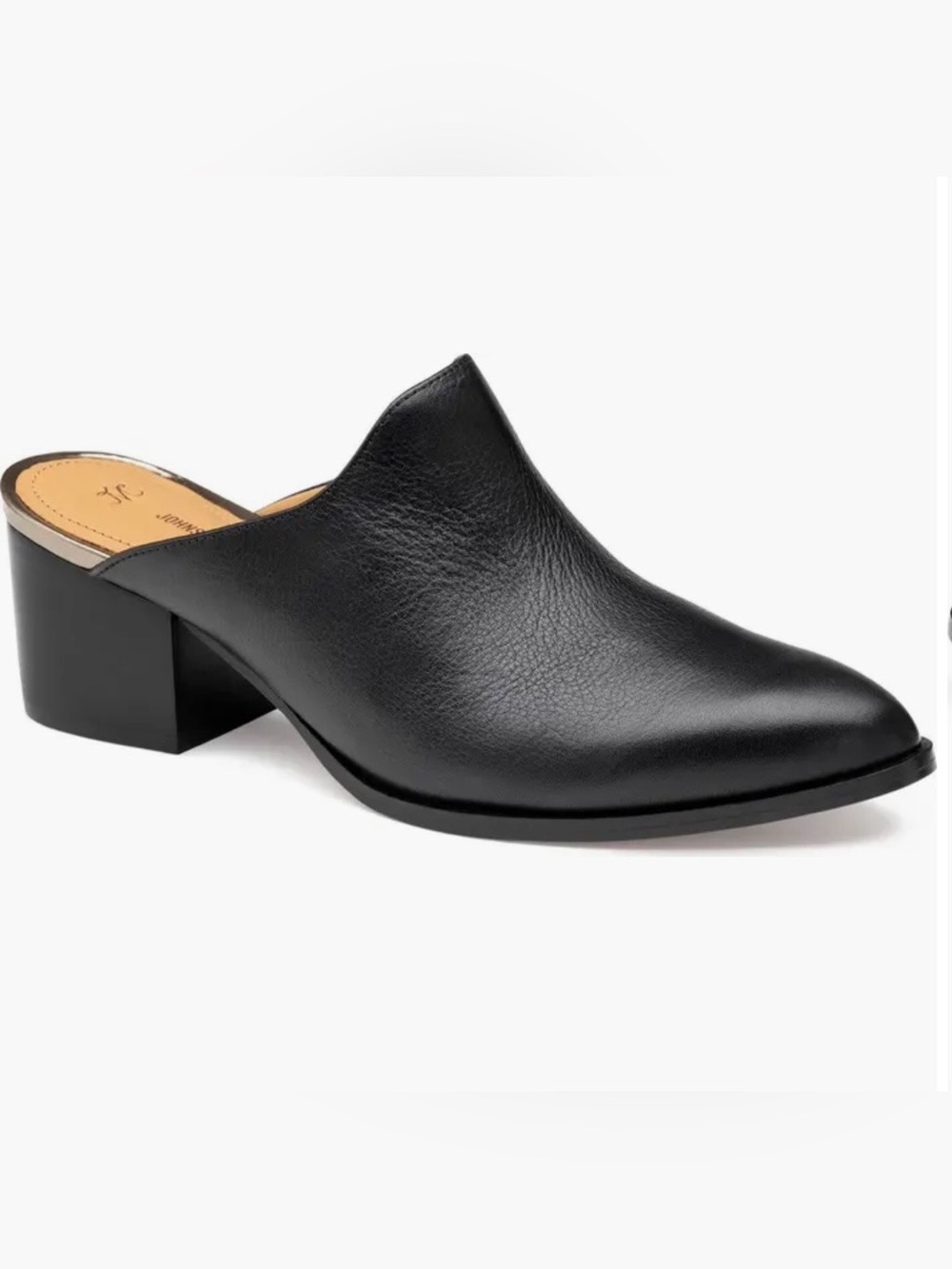 Johnston & Murphy Trista Black Leather Mule Slides